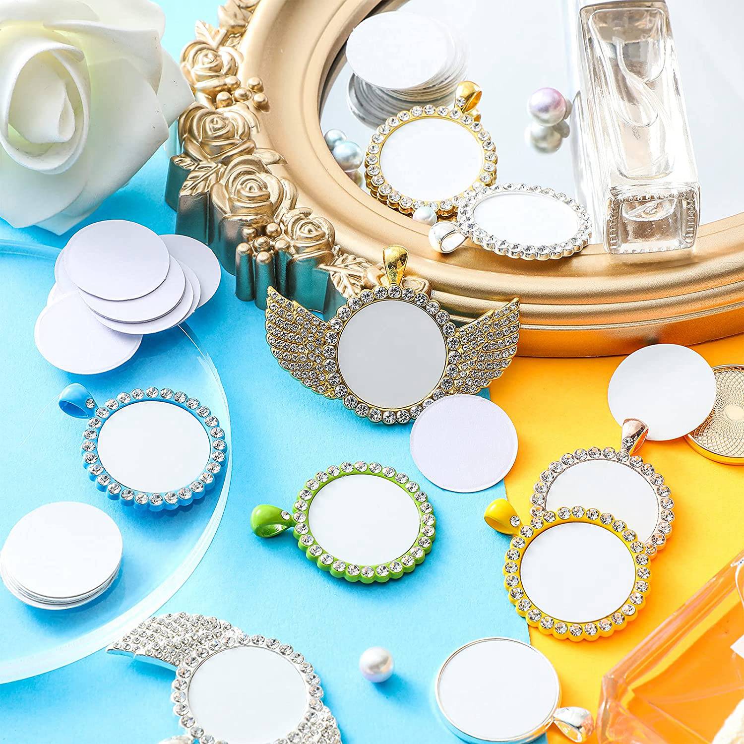 Bezels Set Pendant - AT35-Juego de pegatinas de aluminio en